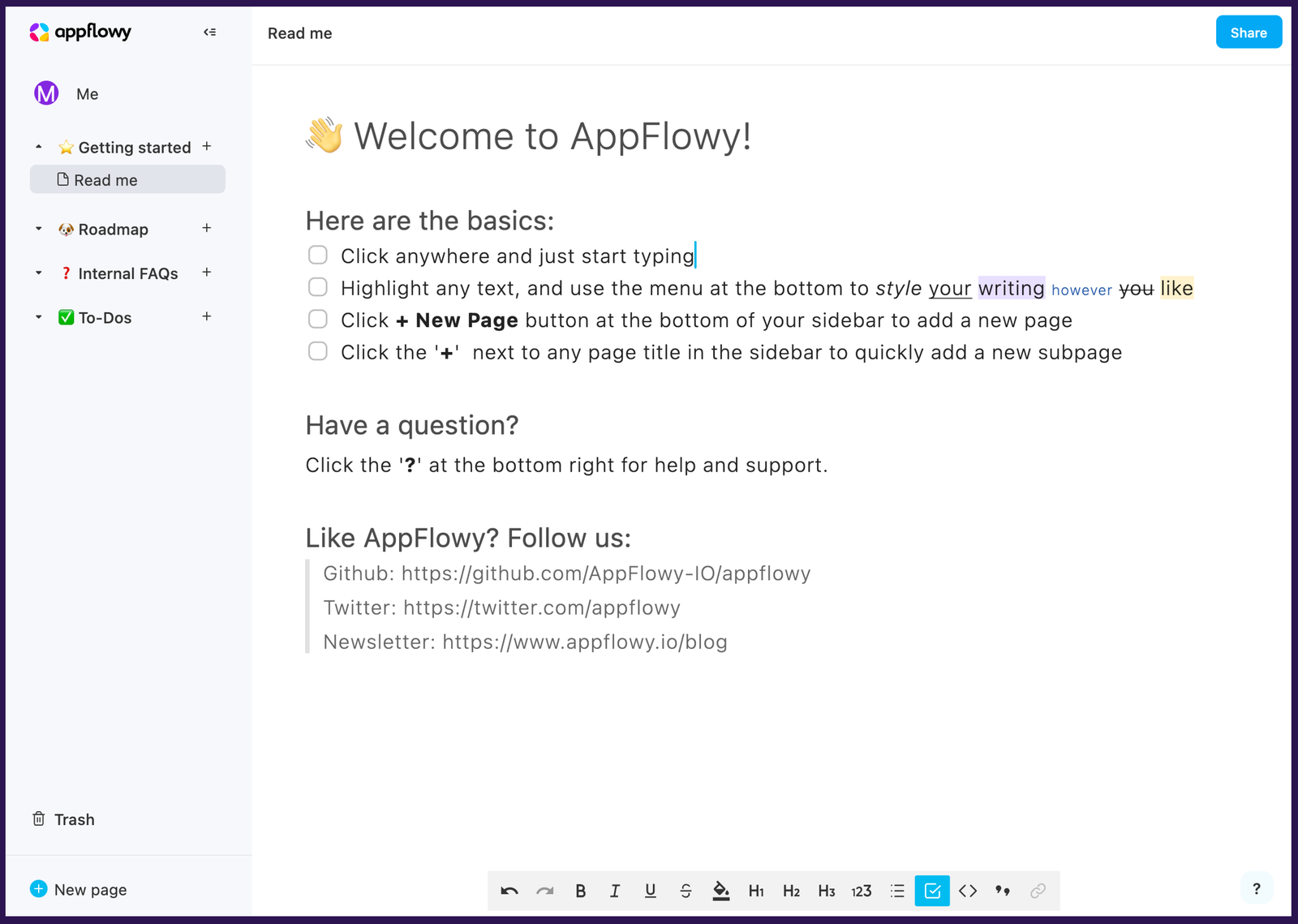 AppFlowy 主界面