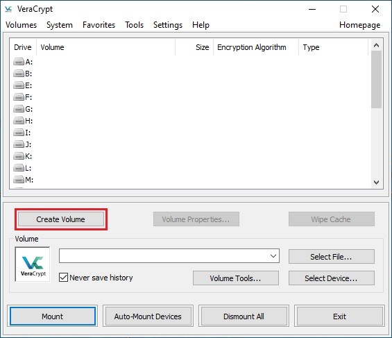 VeraCrypt 主界面